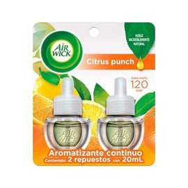 Air Wick 2 Repuestos de Aromatizante de Ambiente Continuo para Aparato Difusor elctrico, Aroma Citrus Punch, 20 ml cu                                 