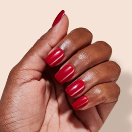 VSALON Press on Nails Short Square - Solid Red Cream Finish Nail Kit, Reusable Fake Nails with Nail Glue, Protector Essential Oil, Easy Tabs & Mini Nail File - 32 PCS in 16 Sizes (Seductive Wine)