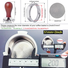 5Pcs/Set Espresso Tamper 51mm Accessories Kit, 51mm Coffee Tamper Espresso Tools Set with WDT Tool, Puck Screen, Dosing Funnel, Clean Brush Espresso Tampers Machine Fit 51mm Portafilters (51mm)