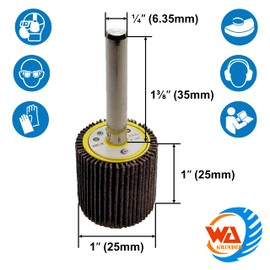 WA 10PACK - 1"x1"x1/4" inch Industrial Grade Durable Mounted Flap Wheel Sander, Grit 60, Aluminum Oxide Sanding Flap Wheels with 1/4" Shank for Drill/Die Grinder, Remove Rust and Polish