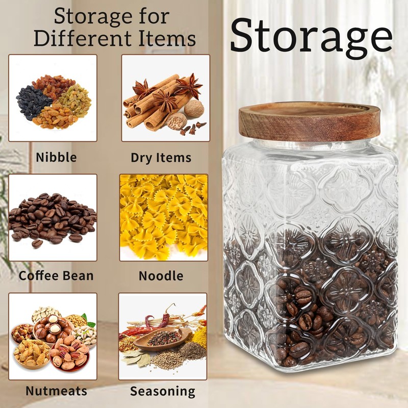 PEDOBALI 6 Pcs Vintage Glass Food Storage Containers with Lid
