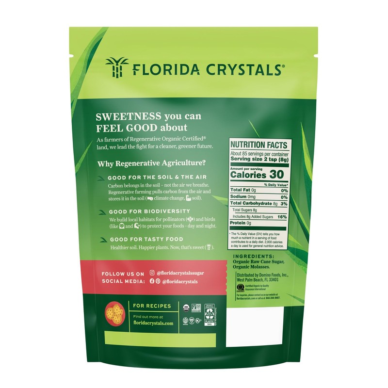 Florida Crystals Regenerative Organic Light Brown Sugar, 24 oz (1.5