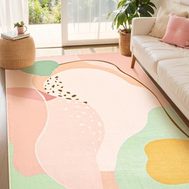 tchdio-Pink Rug-Soft 3x5 Area Rug-Washable Rugs for Bedside-No Slip Small Throw Rug for Bedroom,Nursery,Dorm,Kids Room,Living Room,PlayRoom-Pink Rugs for Bedroom Girls,Cute Accent Rug