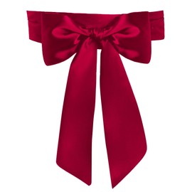 Women Wedding Satin Sash Belt 4'' Wide Double Side Chiffon Sash Bridal Waist Belts (Red)