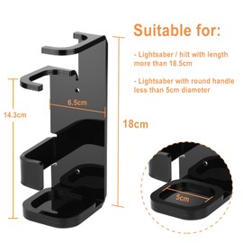 Cosmos 1 Set Lightsaber Stand Wall Mount Lightsaber Duel Crossed Display Stand Acrylic Double Lightsaber Holder for Vertical or Cross Displaying Lightsabers, Darksaber, Wands (Solid Black Color)