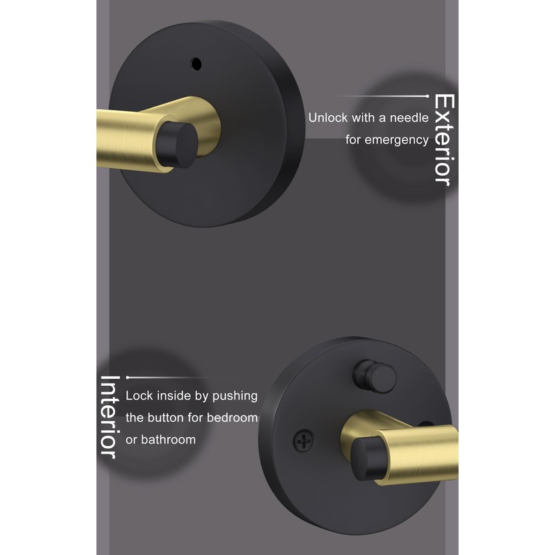 goldenwarm 1 Pack Black and Gold Interior Door Handle, Privacy