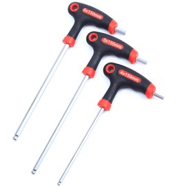 YUENTOEN T Handle Allen Wrench Set, 4/5/6mm Bike Allen Hex Key Set with Ball End Screwdriver Hand Tool Kits for Bicycle Pedal Handlebar Disc Brake Mount Repair (Red)