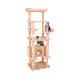 Cat Tree-71”Cat Tower Indoor Cat Climbing Frame with Lookout, Tall Plush Multi-Level Cat Condo with Scratching Posts & Dangling Toys for Several Medium or Large Cats,Cat Furniture