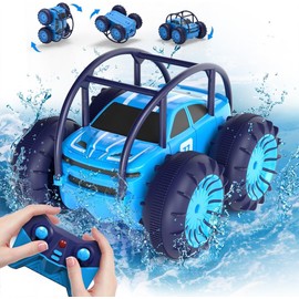 MaxTronic Direct Charging Remote Control Car for Kids, Amphibious RC Cars Toy 2.4G 360° Flips Rotation 15KM/H 4WD All Terrain Stunt Car with Ajustable LED for Boys Girls 3-12 Years Old