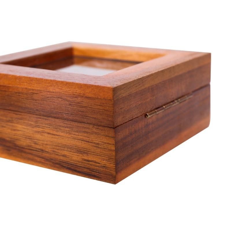 HOUOOFVA 3x3 Tiny Shadow Box Frame, Acacia Wood Keepsake Display