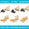50 Pack (25 Pairs) 3/8" Inset Matte Black Cabinet Hinge,Self