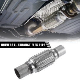 X AUTOHAUX Universal 1.85" x 2.01" W/Ends 9.96" Long Exhaust Flex Pipe Stainless Steel Double Braid Exhaust Tube Silver Tone 1pcs