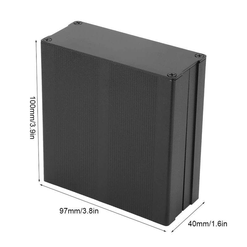 Matte Black Aluminum Instrument Case 40x97x100mm for Printed Circuit Board