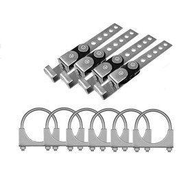 Northeastern Exhaust | (6 Pack) 2.5" Inch Universal Exhaust U Clamps and (4pack) Stainless Steel Exhaust Hanger | Automotive Replacement Part
