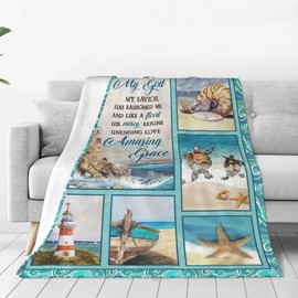 Lighthouse Blanket Nautical Christian Scripture Bible Verse Decor Throw Blanket Gifts for Girls Boys Winter Bedding Sofa Super Warm Soft Plush Fleece Flannel Blanket for Kids Adults Men Women 50"X40"
