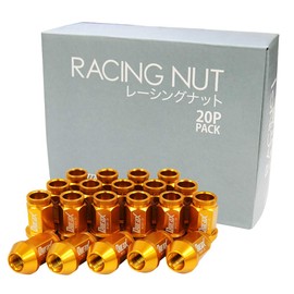 Durax Lightweight Aluminum Wheel Nut Racing Nut M12 P1.25 Through Nut Short Type Set of 20 [Gold/Gold] [BBP125KSK]