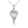 Solid 925 Sterling Silver Skydiving Parachuter Pendant Necklace, 20"