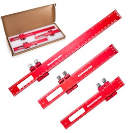 WRINGKIT Set of 3 Woodworking Ruler, 6/8/12 Inch Precise Metal Rule Stop, T-Type Scribing Pocket Ruler, Adjustable Sliding Rule for Woodworker, Engineer, Inch and Metric Marking
