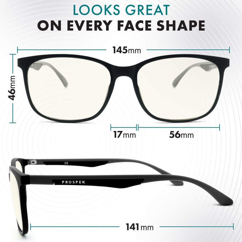 Prospek Mens Blue Light Glasses,CARBON - High Optical Quality Lenses