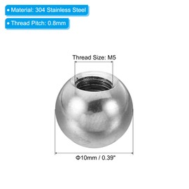 PATIKIL M5x10mm Ball Nut Knobs 5pcs Female Thread 304 Stainless Steel Round Blind Hole Nut Cover Lighting Machine DIY Decoration Silver