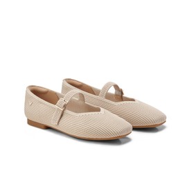 VIVAIA Margot Mary Jane Women Flat Shoes Comfortable Slip on Square-Toe Ballet Flats with Arch Support Washable Shoe Almond Size 8