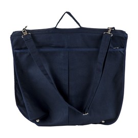 Tag&Crew Garment Bag for business travel, carry on, foldable storage premium clothes, suits, long wedding dresses with removable shoulder strap - Navy Blue