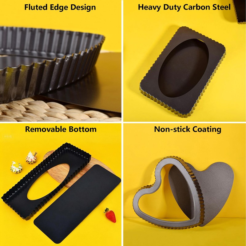 Makidar Special Shapes Fruit Tart Pan with Removable Loose Bottom