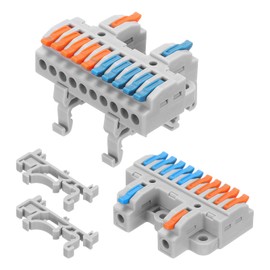 MECCANIXITY 10pcs Din Rail Press Quick Terminal Blocks DIY Splicing Wire Connectors (2 in 10 Out) 32A Terminal Blocks for Wiring Cable Circuit Inline 28-12AWG
