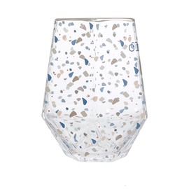 Pavilion Gift Company - Cheers To 19-16 oz Geometric Speckled Stemless Wine Glass With Silver Electroplated Rim Happy Birthday Milestone Gift Present