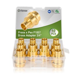 ORIANSE 10 Pack 3/4 Inch Press x 3/4" PEX Adapter Crimp Pex Fittings Press Progress fitting, Zero Lead Brass, – for Copper Pipe to Pex B Pipe Connections, with Copper crimper plumbing tool
