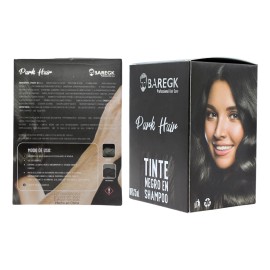 Tinte Shampoo Negro Instantáneo Cubre Canas Baregk 10 Sobres