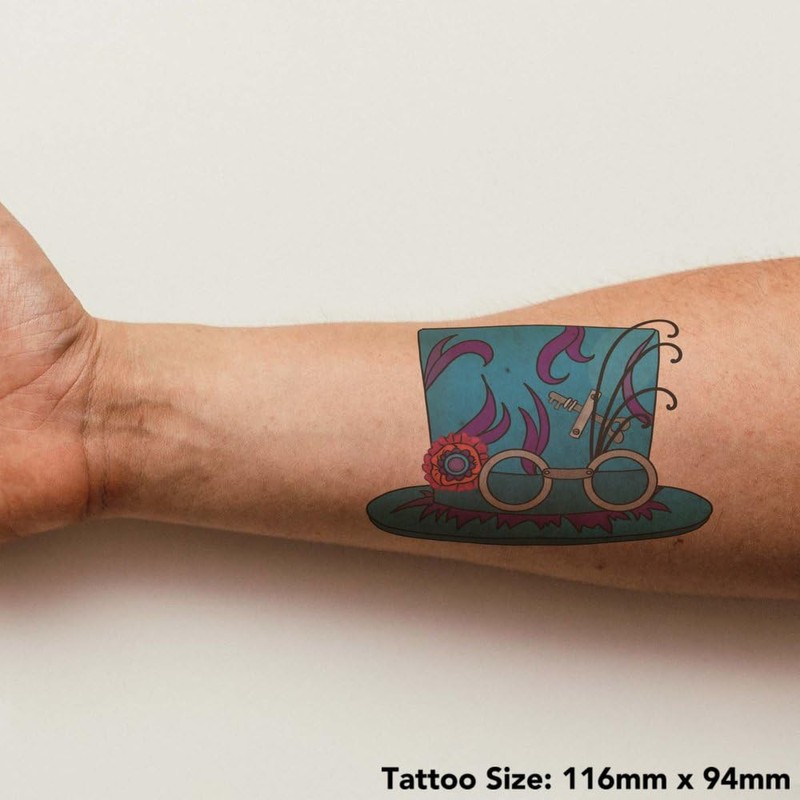 'Steampunk Tophat' Temporary Tattoo - Water Resistant, Skin-Safe, Non-Toxic Transfer