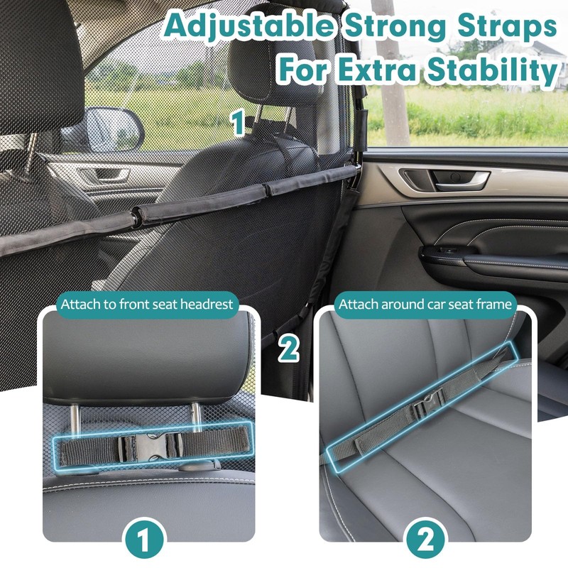 Dog Car Barrier Escape-Proof, 56" Wide Divider for 2nd 3rd