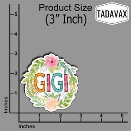 (3Pcs) Gigi Floral Sticker, Gifts for Mom Grandma Decals, Decorate Books,Phone,Laptops,Water Bottles Kindles, Waterproof Vinyl Decals Funny Family, Gifts for Gigi,Nana,Mimi, Women 3 Inch