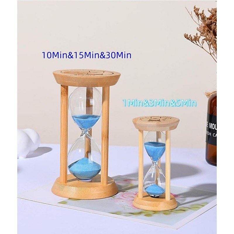 Bamboo Sand Timer 3 Minute Hourglass Timer Wooden Sand Clock,