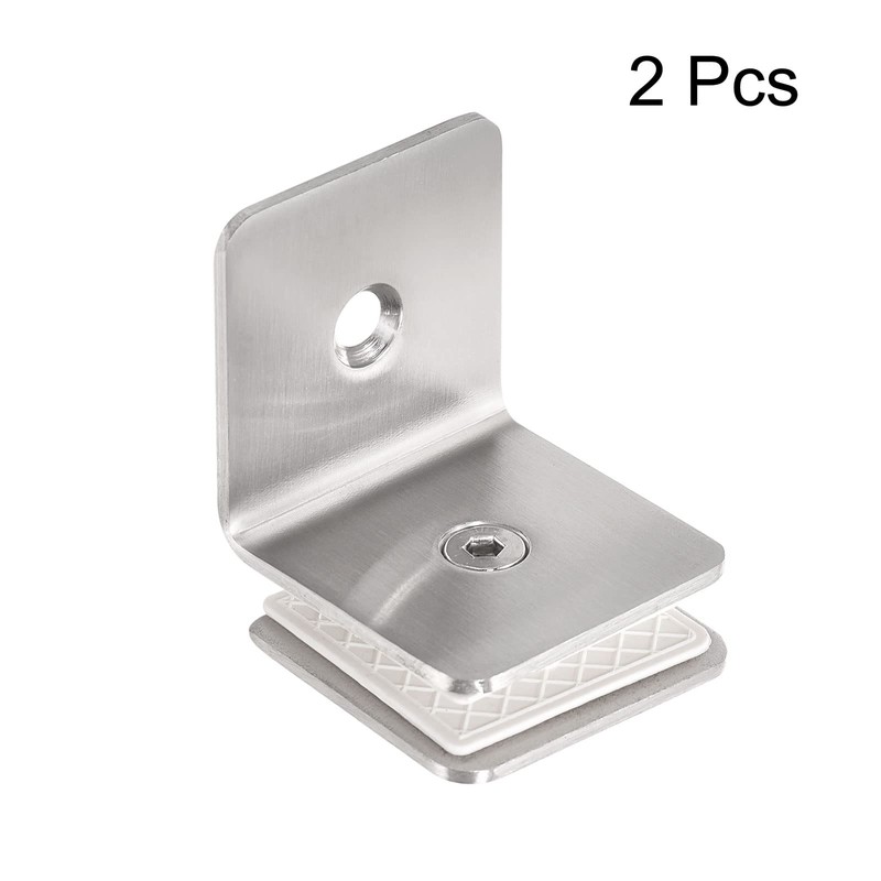 sourcing map Stainless Steel 90 Degree Glass Clamp, 2pcs for