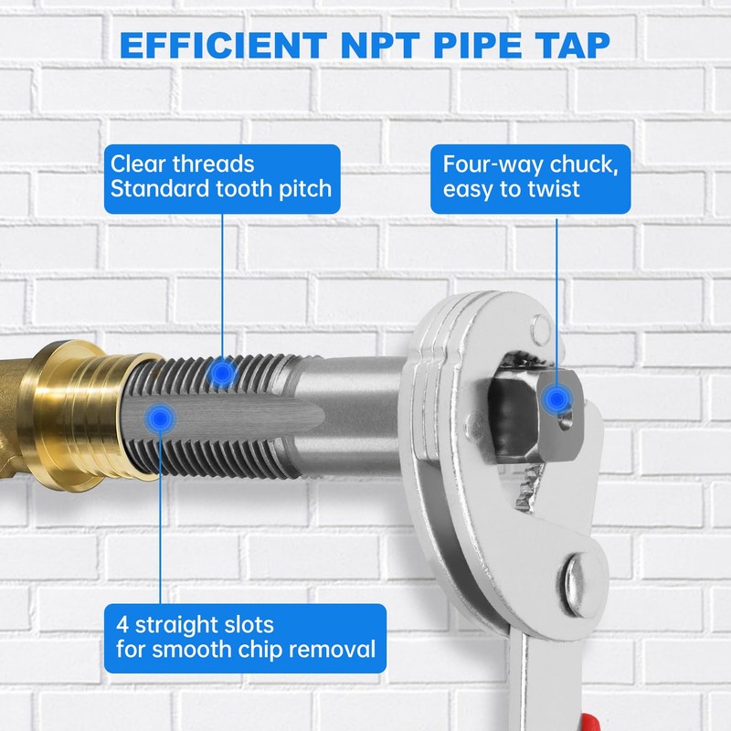 8-Piece Set NPT Pipe Tap 1/8 Inch 1/4 Inch 3/8