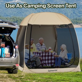 EighteenTek SUV Car Camping Tent - Pop Up Versatile Shelter Tent, Includes Sunshade sail, Storage Bag and Camping Accessories - 7’x7’x7.2’H - Not Waterproof
