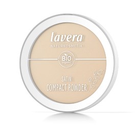 lavera Satin Compact Powder - Medium 02- Nude - Organic Almond Oil & Organic Rice Powder - Vegan - Mattifying - Long-Lasting - Velvety Texture (1 x 9.5 g)
