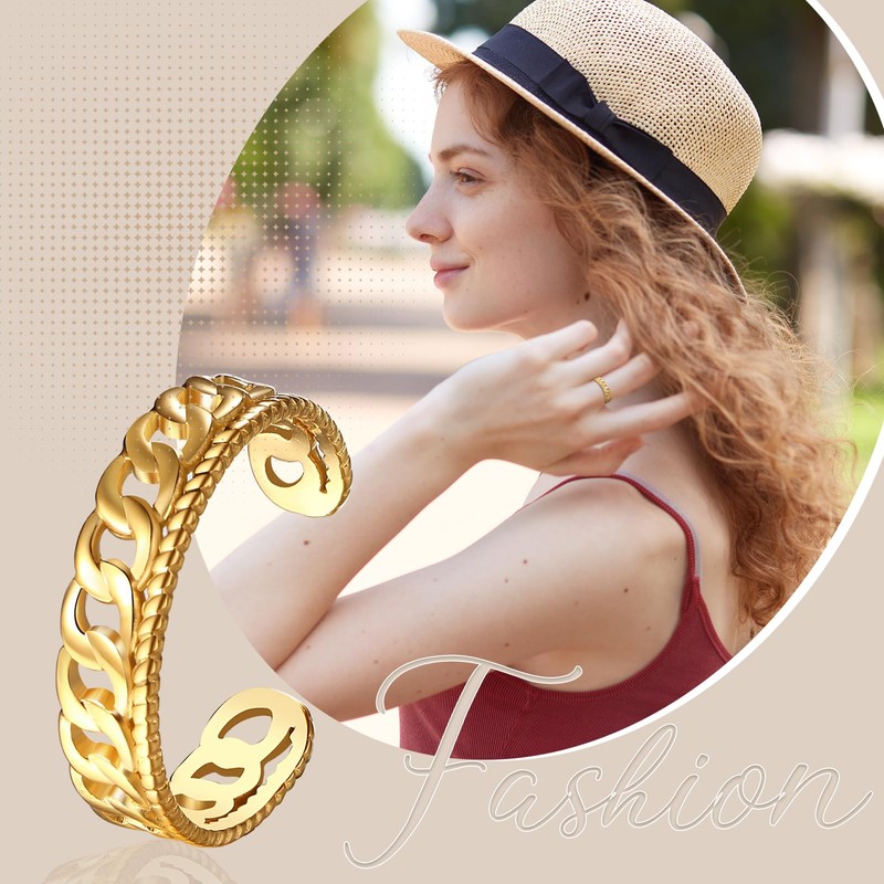 Oidea Cuban Chain Link Ring for Women: Dainty Chevron Ring