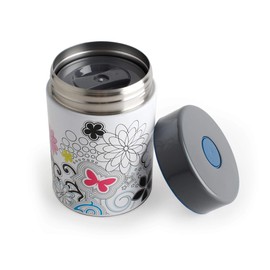 French Bull Stainless Steel Leak Proof Hot Lunch Thermos Vacuum Insulated Food Soup Jar Container, Easy Grip Lid (White Delight…)