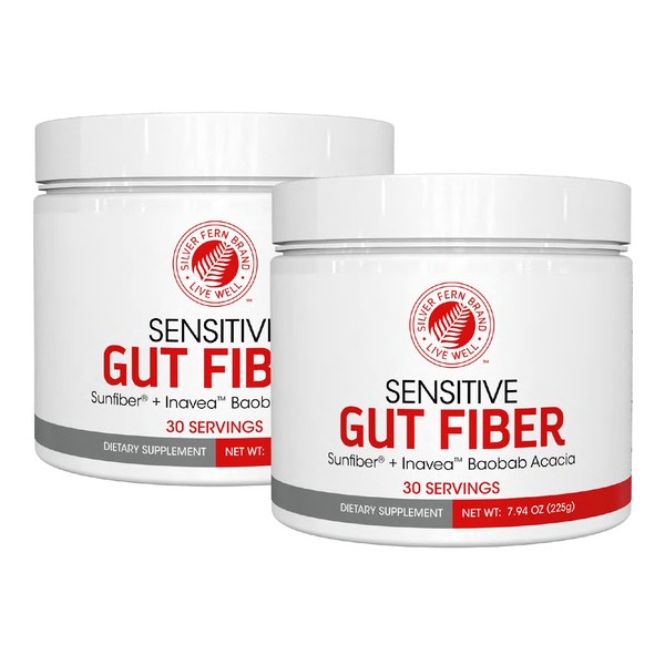 Sensitive Gut Fiber Supplement - Each Tub = 30 Scoops = 30 Day Supply - 6 Grams of Dietary Fiber Per Serving - with Galactomannan Guar Fiber, Baobab Fruit Powder, Acacia Fiber