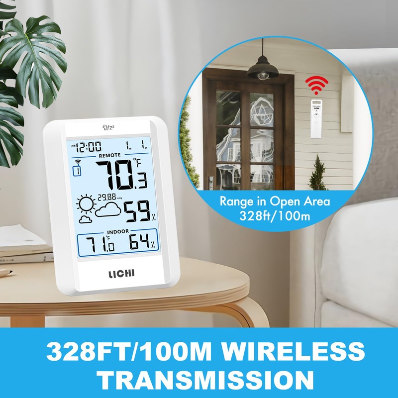 Indoor Outdoor Thermometer Wireless Weather Station Inside Outside Thermometers Hygrometer