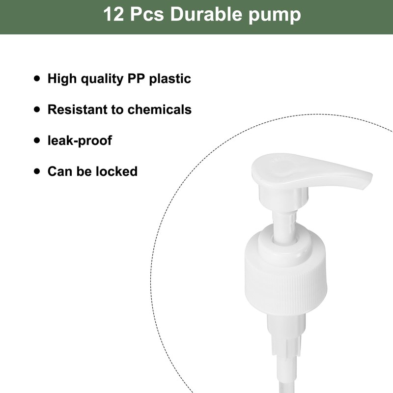 sourcing map 12Pcs Liter Pump Dispenser, 28/410 Universal Shampoo Container