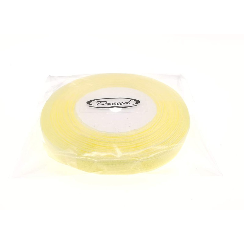 Dxeud Sheer Organza Ribbon (Light Yellow, 1/2" x 50 Yards)