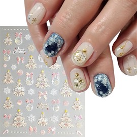 6 Pcs Christmas Nail Stickers for Nail Art, Fireworks Snowflakes Nail Decals 3D Self-Adhesive Fireworks Snowflakes Nail Design Xmas Nail Sticker Snowflakes Sticker for New Year DIY Nail Decoration Kit