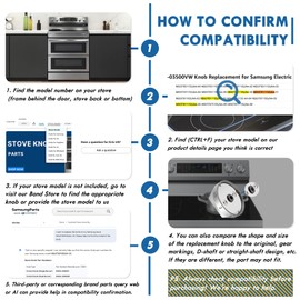 Upgraded A03546301/02/03 5304525746 5304504839 Gas Cooktop Knobs for Frigidaire Stove, Laser Engraving Sign Knob for Frigidaire Cooktop FFGC3026SS FFGC3626SS (Long Stem, Size:2.28IN, Material:ABS749)