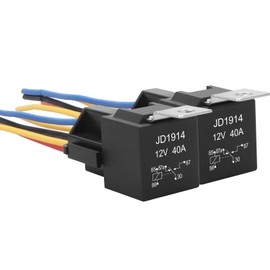 Weasch 2 Pack JD1914 Car Relay, 12V 40A, SPDT 5Pin, 40A Automotive Relay, Automotive Switches and Starters, with Interlocking Relay Socket and Wiring Harness (2)