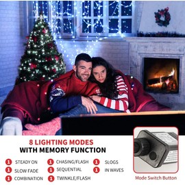 MZD8391 105FT 300LEDs Christmas Lights Outdoor Indoor String Lights 8 Modes Memory Function for Christmas Tree Party Decoration, UL Listed (4 Sets CONNECTABLE) White