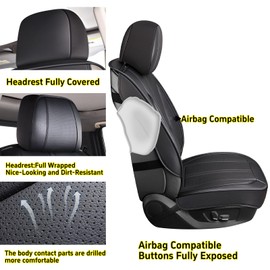 Chezope Car Seat Covers Full Set Custom Fit for Ford F150 2009-2024 Leather Truck 5 Seat Covers Full Set (Black)